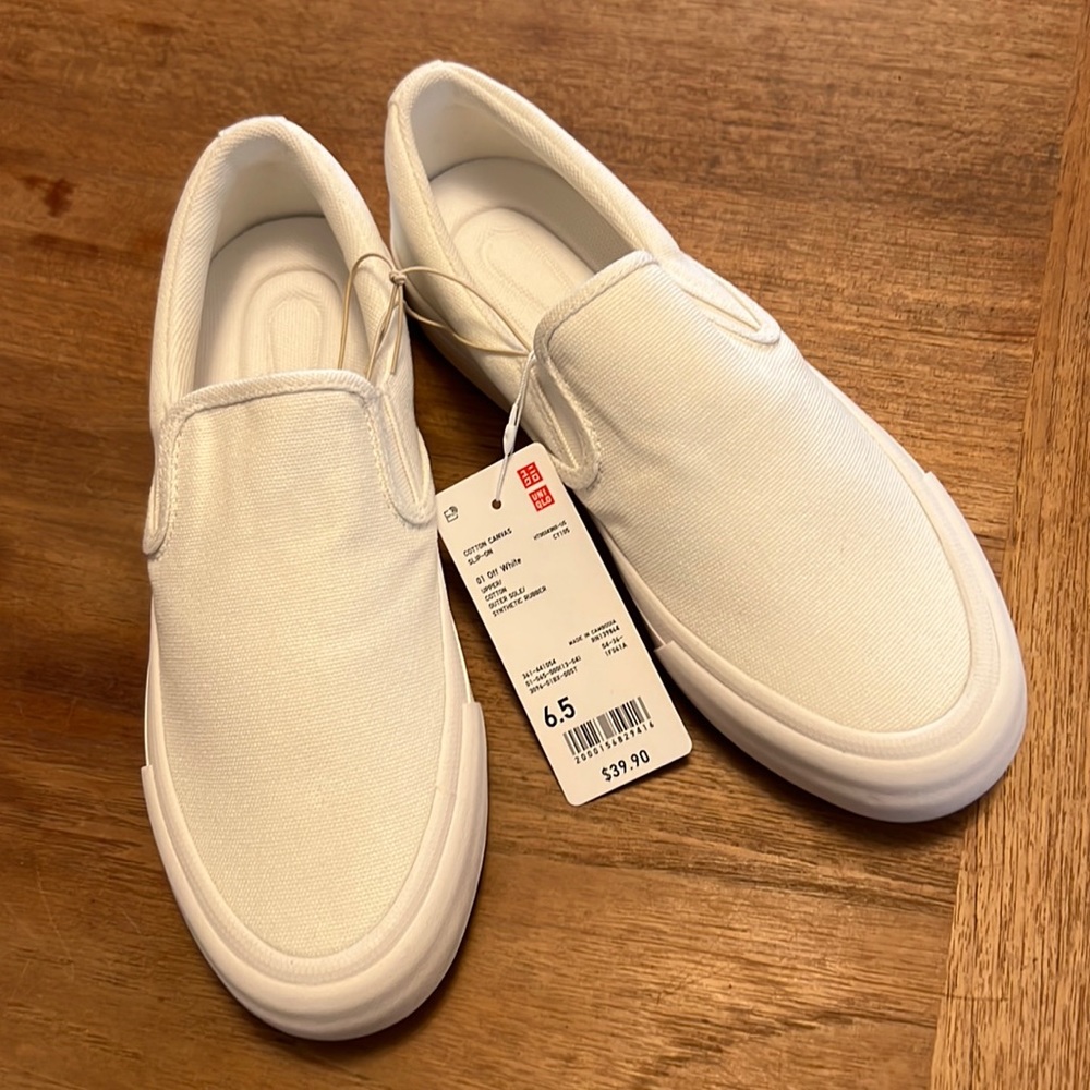 White Uniqlo slip on shoes